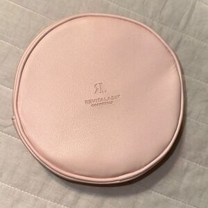 RL Cosmetics Blush Pink Faux Leather Circular Zip Make up Cosmetic Travel Bag